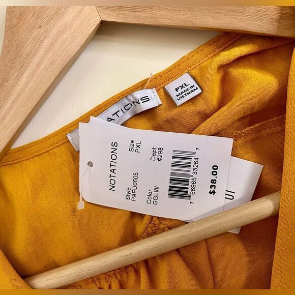NWT Notations mustard button front sleeveless top PXL - Picture 3 of 3
